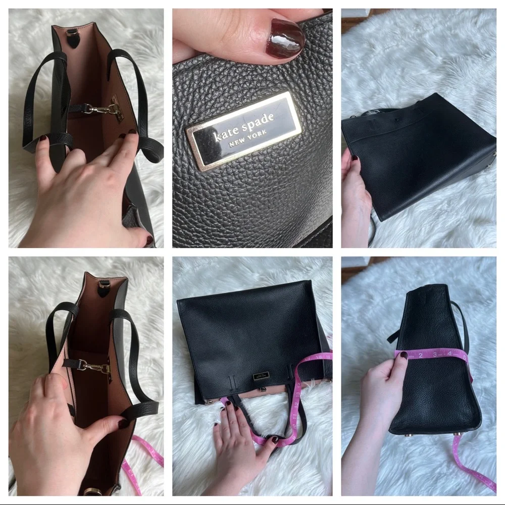 Kate Spade black leather boho basic cute contemporary crossbody purse bag